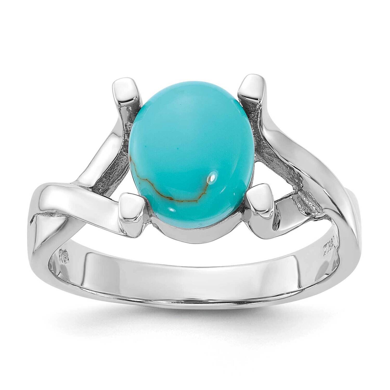 Polished Imitation Turquoise Ring Sterling Silver Rhodium-Plated QR7591, MPN: QR7591,
