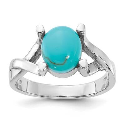 Polished Imitation Turquoise Ring Sterling Silver Rhodium-Plated QR7591, MPN: QR7591,