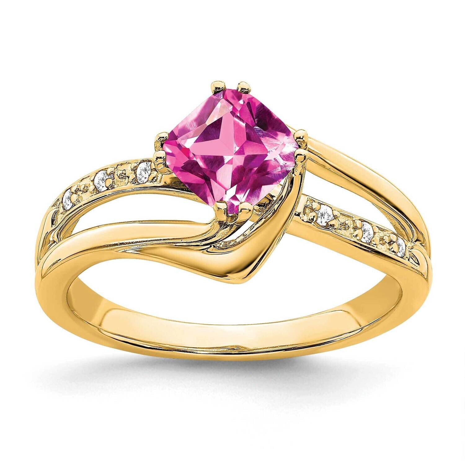 Created Pink Sapphire Diamond Ring 14k Gold RM7116-CPS-004-YA, MPN: RM7116-CPS-004-YA, 191101816222