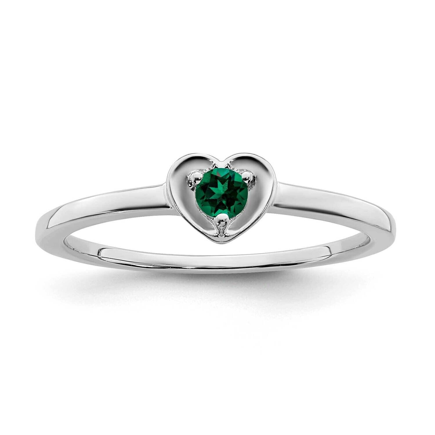 Created Emerald Heart Ring 14k White Gold RM7397-CEM-W