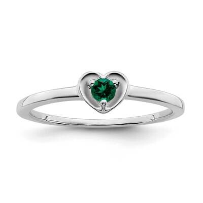 Created Emerald Heart Ring 14k White Gold RM7397-CEM-W, MPN: RM7397-CEM-W, 196904099957