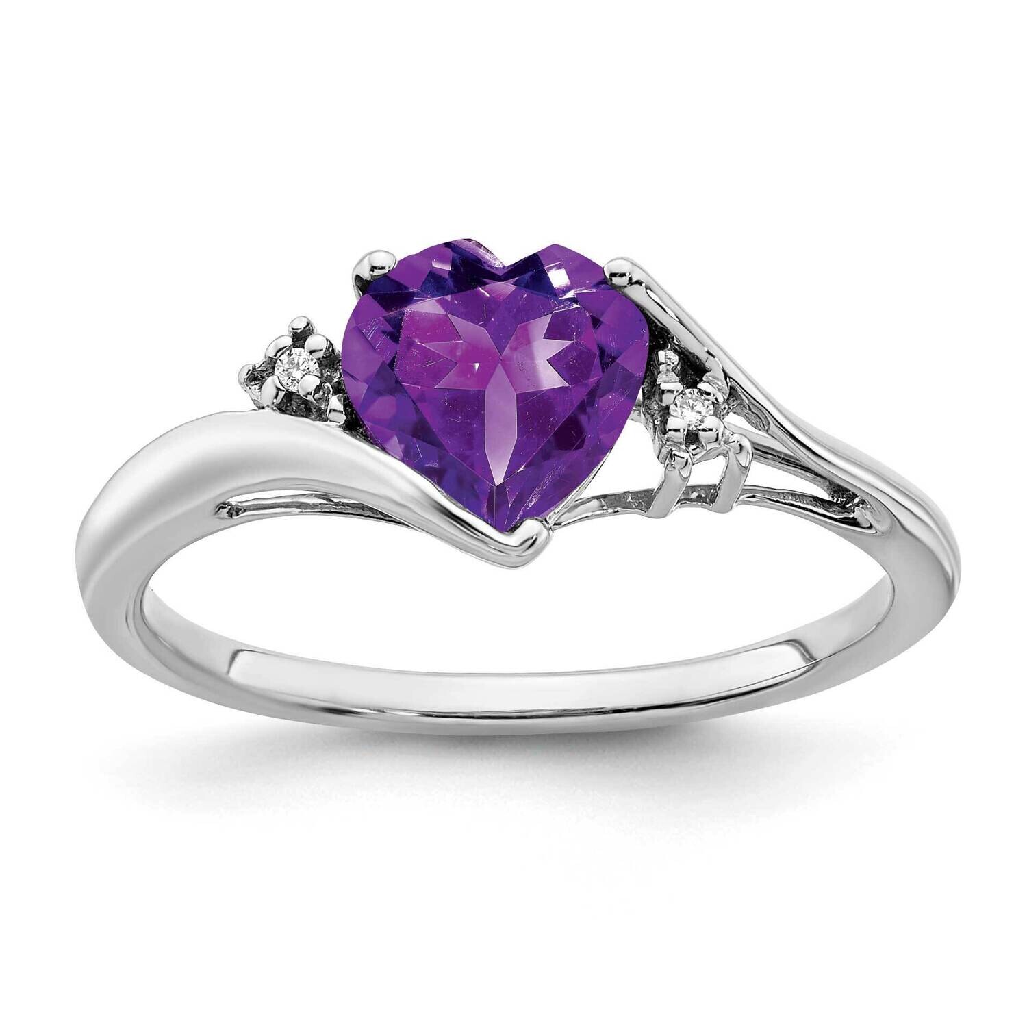 Amethyst Diamond Heart Ring 14k White Gold RM7151-AM-001-WA, MPN: RM7151-AM-001-WA, 191101817816