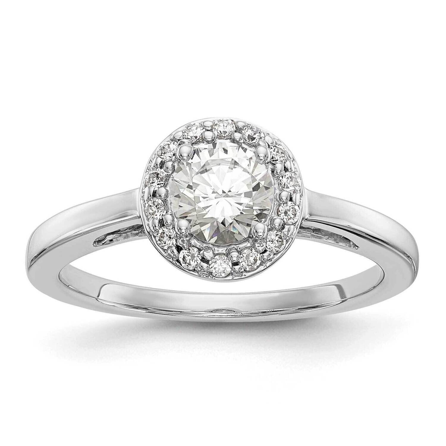 Halo Holds 1/2 Carat 5.2mm Round Center Engagement Ring Mounting 14k White Gold RM2069E-050-CWAA