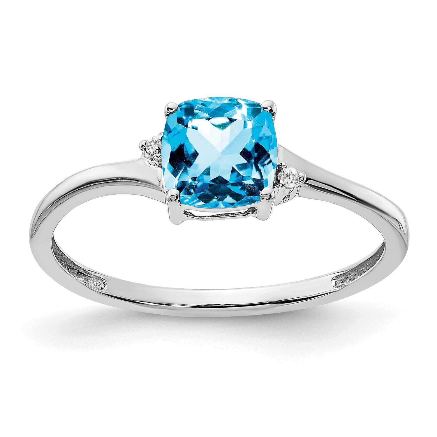 Blue Topaz Diamond Ring Sterling Silver Rhodium-Plated RM7404-BT-001-SSA, MPN: RM7404-BT-001-SSA,