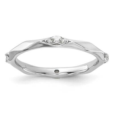 Stackable Expressions Rhodium-Plated White Topaz Ring Sterling Silver QSK2231, MPN: QSK2231, 883957…