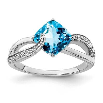 Blue Topaz Diamond Ring Sterling Silver Rhodium-Plated RM7402-BT-001-SSA, MPN: RM7402-BT-001-SSA,