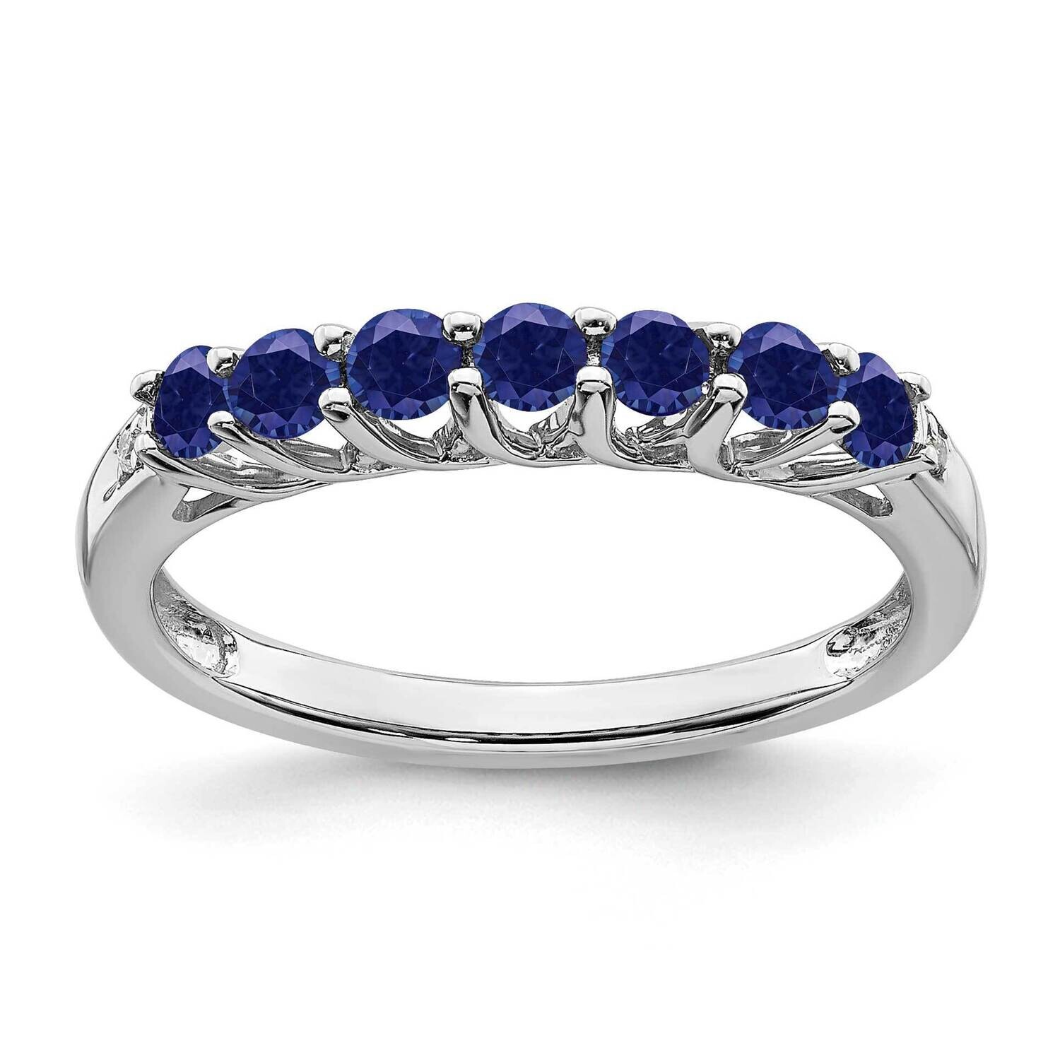 Created Sapphire Diamond 7-Stone Ring 14k White Gold RM7411-CSA-001-WA
