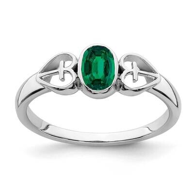 Created Emerald Ring Sterling Silver Rhodium-Plated RM7412-CEM-SS, MPN: RM7412-CEM-SS,