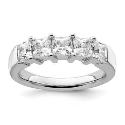 5-Stone Shared Prong Holds 5-3.8mm Princess Diamond Band Ring Mounting 14k White Gold RM3177B-150-W…