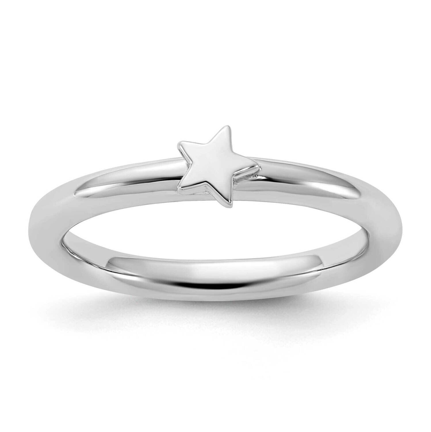 Stackable Expressions Rhodium-Plated Star Ring Sterling Silver QSK2194