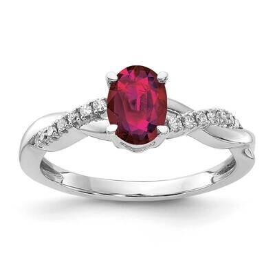 Oval Created Ruby Diamond Ring 14k White Gold RM4235-CRU-008-WA, MPN: RM4235-CRU-008-WA,