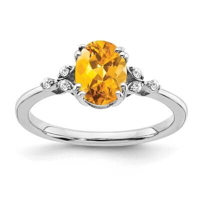 Citrine Diamond Ring Sterling Silver Rhodium-Plated RM6029-CI-006-SSA, MPN: RM6029-CI-006-SSA,