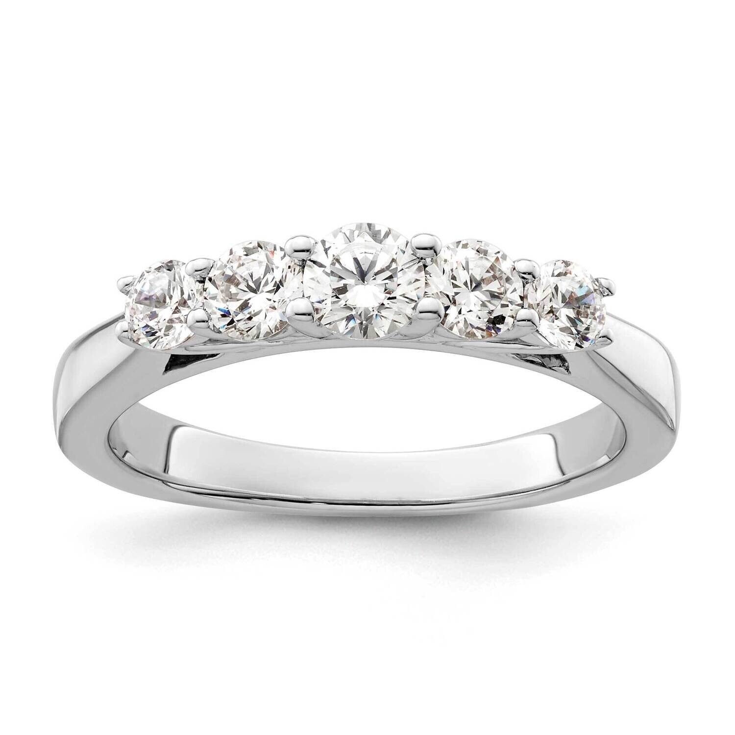 5-Stone Shared Prong Holds 1-3.9 2-3.4 2-3.1mm Round Diamond Band Ring Mounting 14k White Gold RM31…