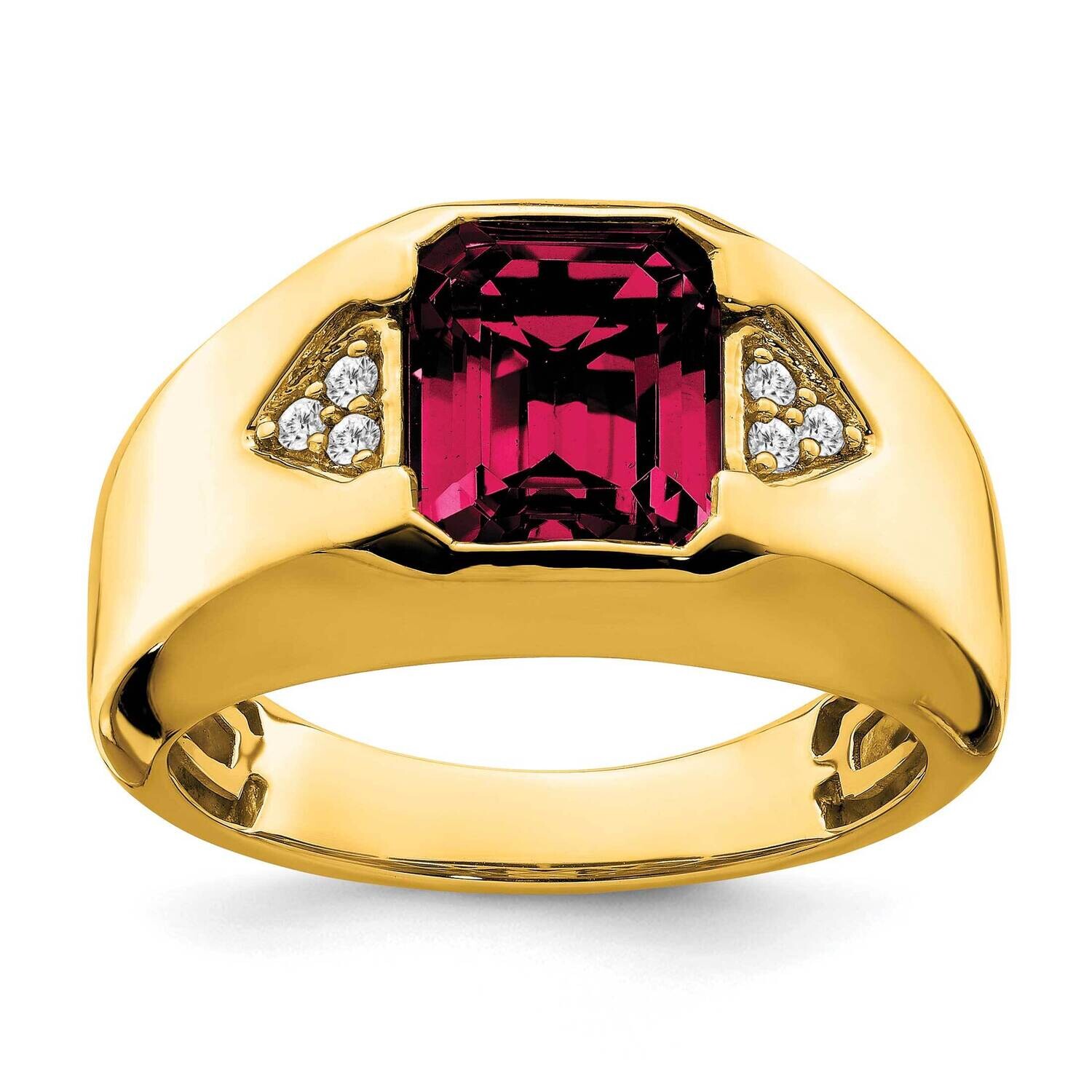 Emerald-Cut Created Ruby Diamond Mens Ring 14k Gold RM7470-CRU-009-YA, MPN: RM7470-CRU-009-YA, 1969…