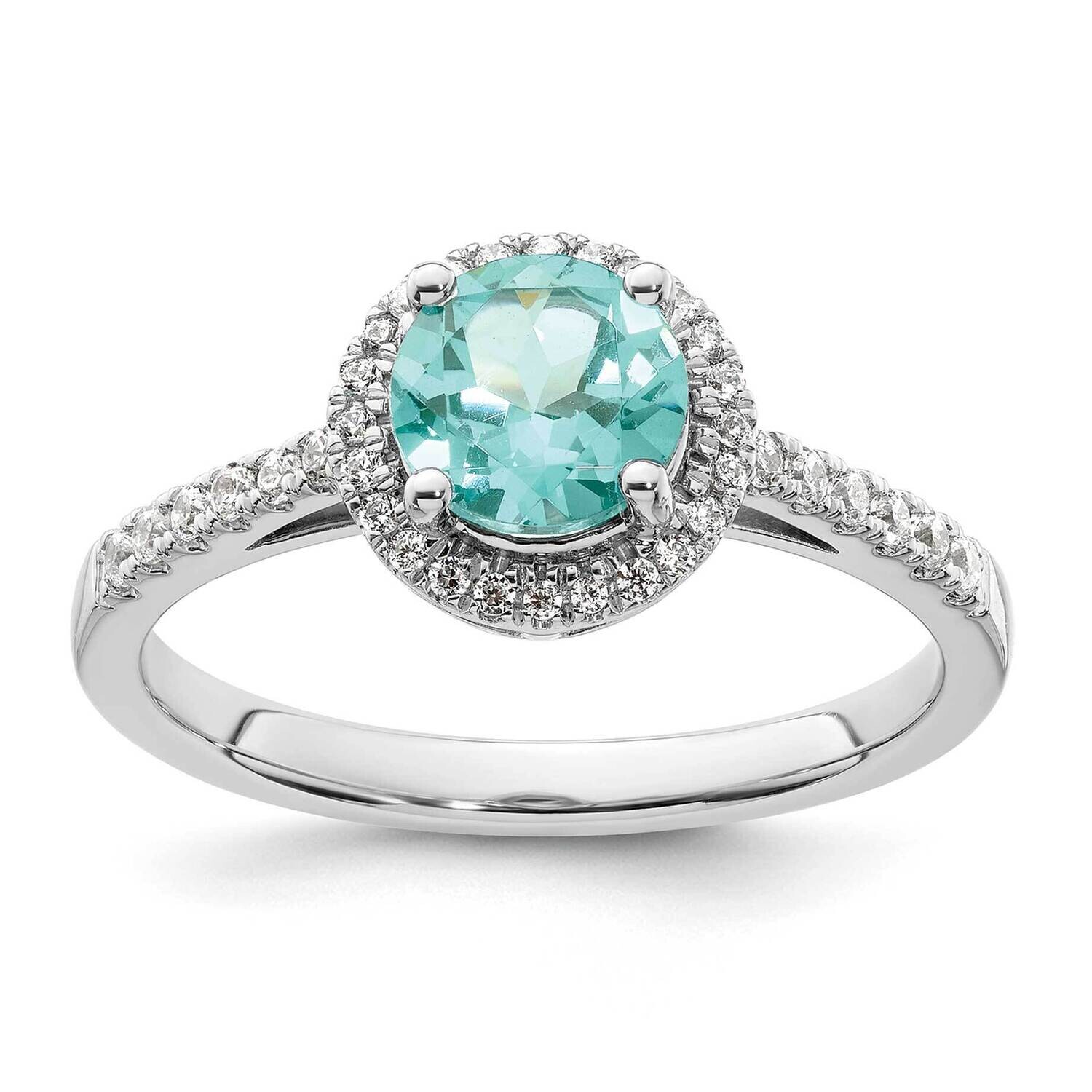 Pure Serenity Diamond Round Created Paraiba Ring 14k White Gold RM9526-CP-022-WAA, MPN: RM9526-CP-0…