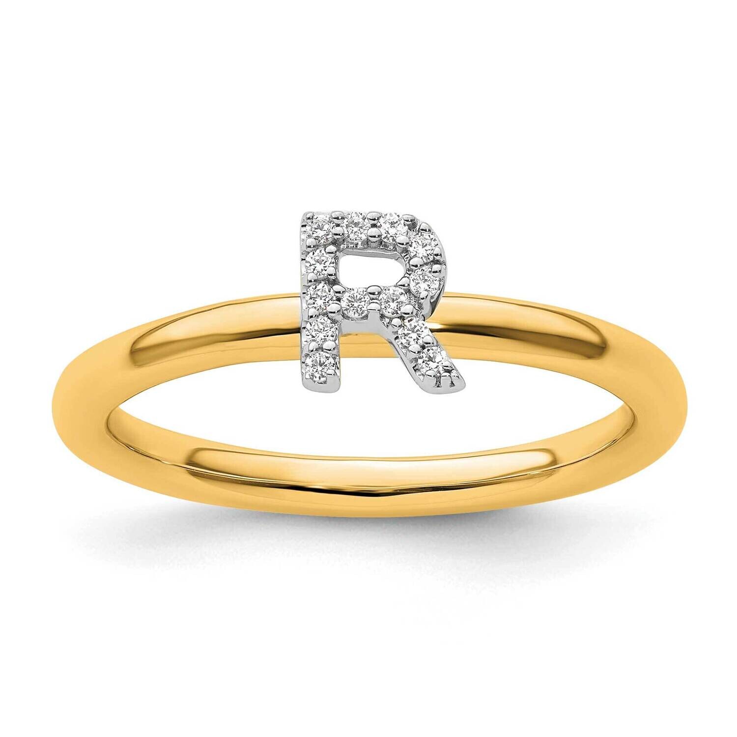 Stackable Diamond Initial R Ring 14k Gold SK2112RY