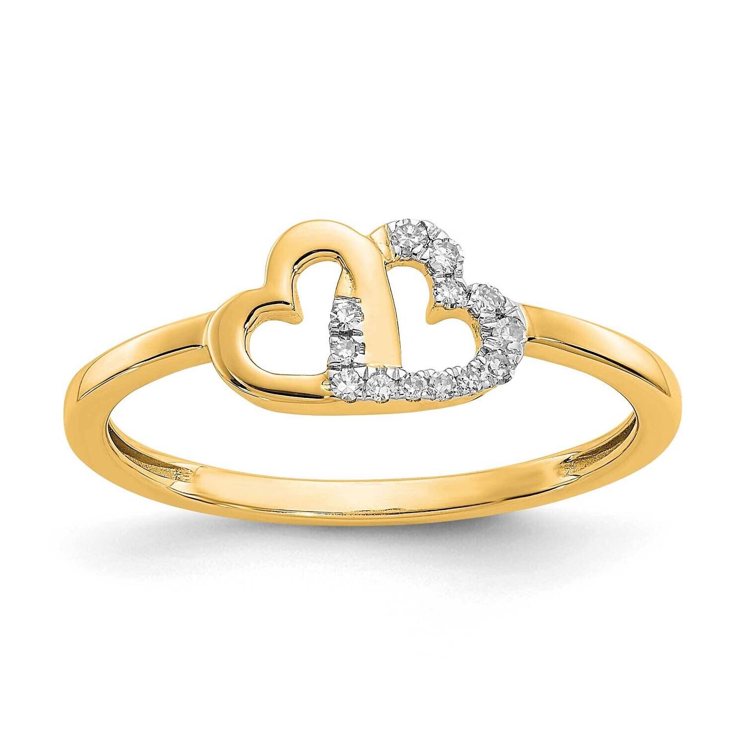 Diamond Double Heart Ring 14k Gold RM5711-007-YA