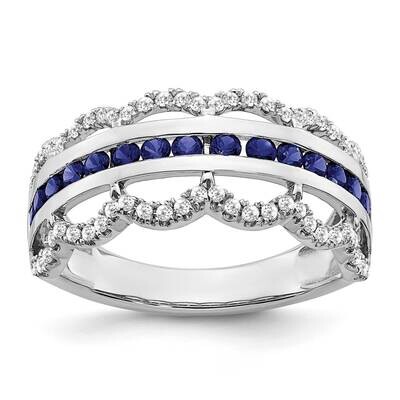 Created Sapphire Diamond Scallop Ring 14k White Gold RM7242-SA-028-WA, MPN: RM7242-SA-028-WA, 19110…