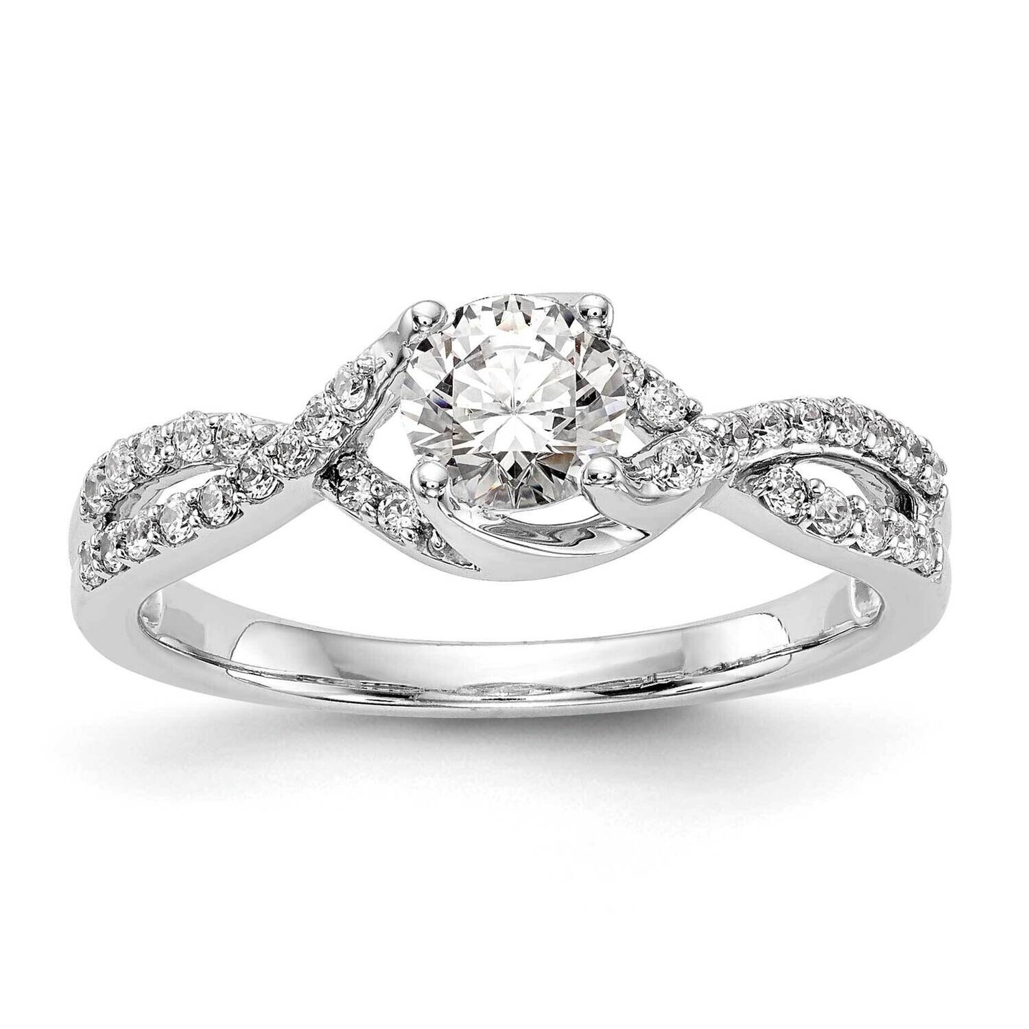 Round Criss-Cross Engagement Ring Mounting 14k White Gold RM2519E-050-CWAA