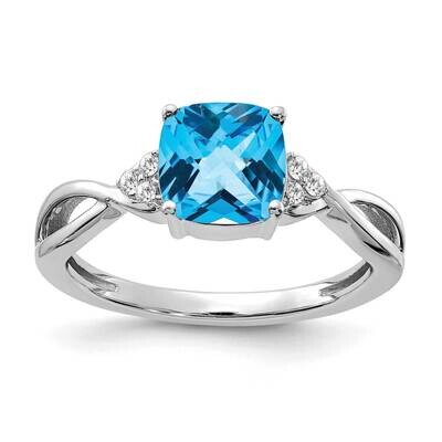Checkerboard Blue Topaz Diamond Ring 14k White Gold RM4393-BT-006-WA, MPN: RM4393-BT-006-WA,