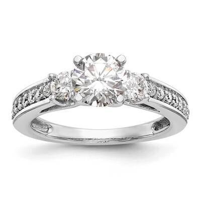 3-Stone Plus Peg Set Center Holds 2-3.4mm Round Sides Engagement Ring Mounting 14k White Gold RM303…