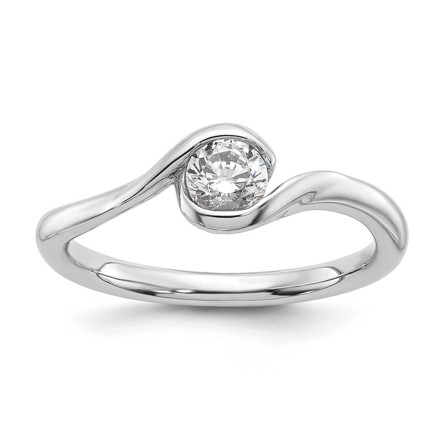 1/3 Carat 4.50 mm Half-Bezel Bypass Round Solitaire Engagement Ring Mounting 14k White Gold RM1955E…