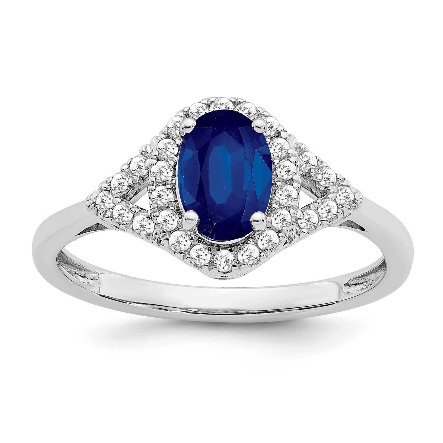 Oval Created Sapphire Diamond Ring 14k White Gold RM7123-SA-020-WA, MPN: RM7123-SA-020-WA, 19110181…