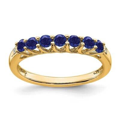 Created Sapphire Diamond 7-Stone Ring 10k Gold RM7411-CSA-001-1YA, MPN: RM7411-CSA-001-1YA, 1911016…