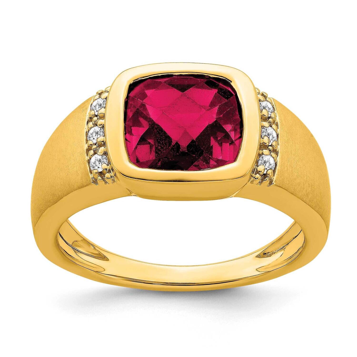 Created Ruby Diamond Mens Ring 14k Gold RM7463-CRU-009-YA, MPN: RM7463-CRU-009-YA, 196904130209