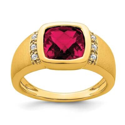 Created Ruby Diamond Mens Ring 14k Gold RM7463-CRU-009-YA, MPN: RM7463-CRU-009-YA, 196904130209