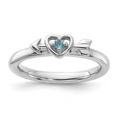 Stackable Expressions Rhodium-Plated Blue Topaz Heart Arrow Ring Sterling Silver QSK2256, MPN: QSK2…