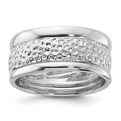 Textured Polished 3 Ring BSet Sterling Silver Rhodium-Plated QR7525, MPN: QR7525,