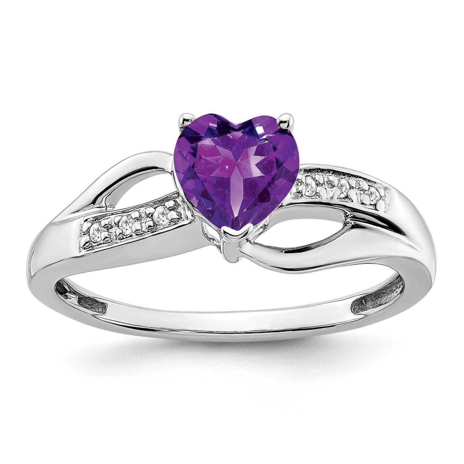 Amethyst Diamond Heart Ring 10k White Gold RM7152-AM-003-1WA, MPN: RM7152-AM-003-1WA, 191101817908