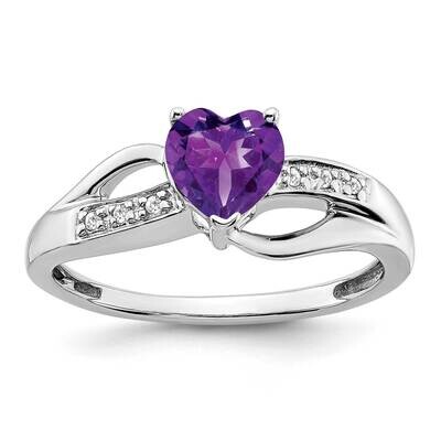 Amethyst Diamond Heart Ring 10k White Gold RM7152-AM-003-1WA, MPN: RM7152-AM-003-1WA, 191101817908