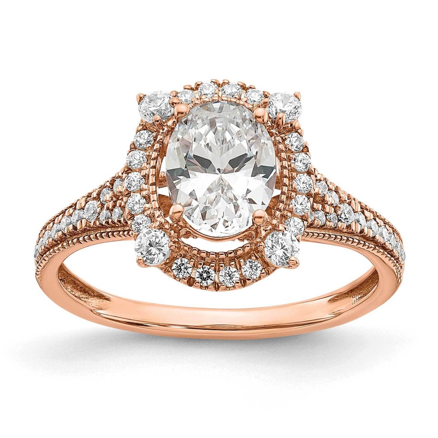Diamond Semi-Mount Oval Halo Ring 14k Rose Gold RM7906E-100-RAA, MPN: RM7906E-100-RAA,