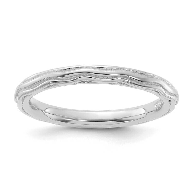 Stackable Expressions Rhodium-Plated Wave Design Ring Sterling Silver QSK2226
