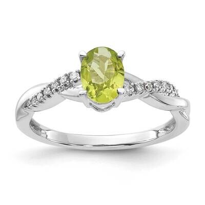 Oval Peridot Diamond Ring 14k White Gold RM4235-PE-008-WA, MPN: RM4235-PE-008-WA,