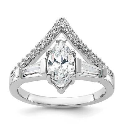 Fancy Marquise CZ Ring Sterling Silver Rhodium-Plated QR7559, MPN: QR7559,