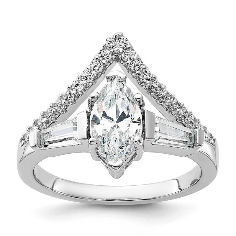 Fancy Marquise CZ Ring Sterling Silver Rhodium-Plated QR7559