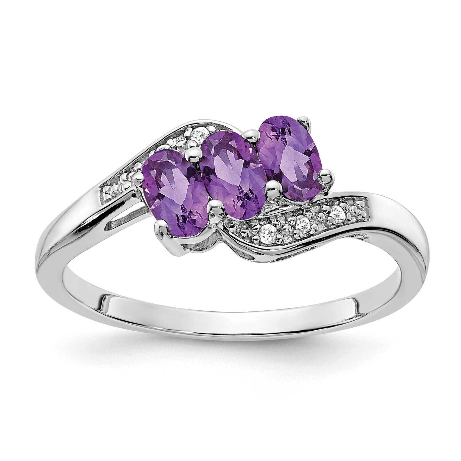 Amethyst Diamond Ring Sterling Silver Rhodium-Plated RM7403-AM-003-SSA, MPN: RM7403-AM-003-SSA,