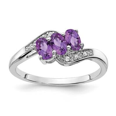 Amethyst Diamond Ring Sterling Silver Rhodium-Plated RM7403-AM-003-SSA, MPN: RM7403-AM-003-SSA,