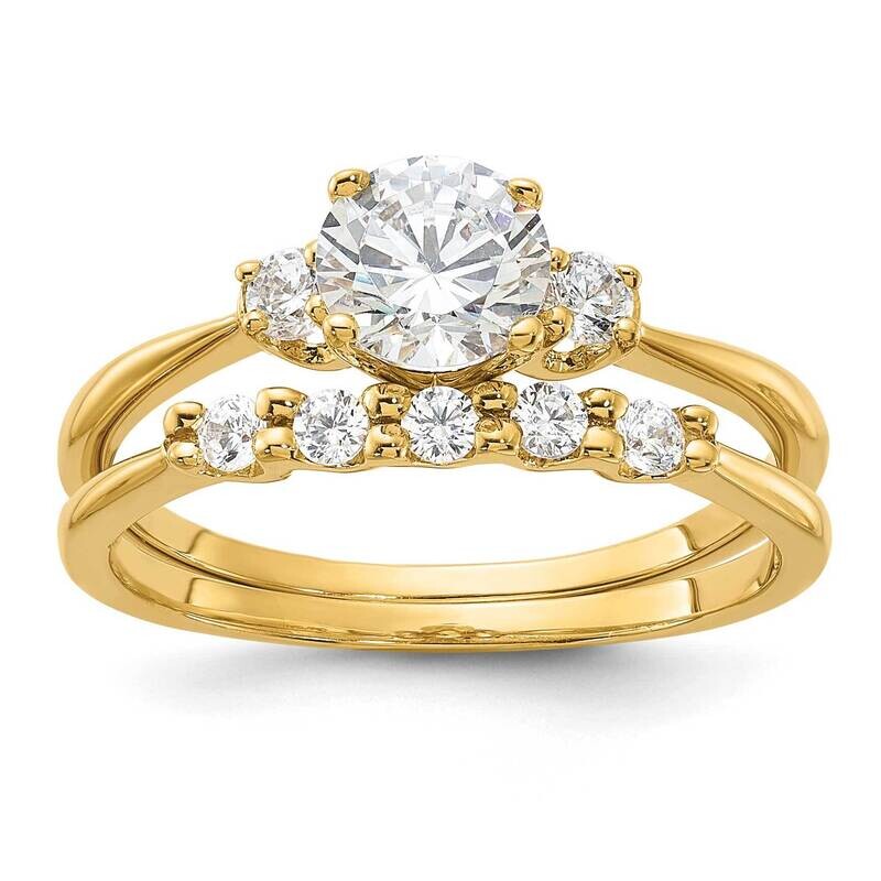 Gold-Plated CZ Engagement Ring BSet Sterling Silver QR7552GP