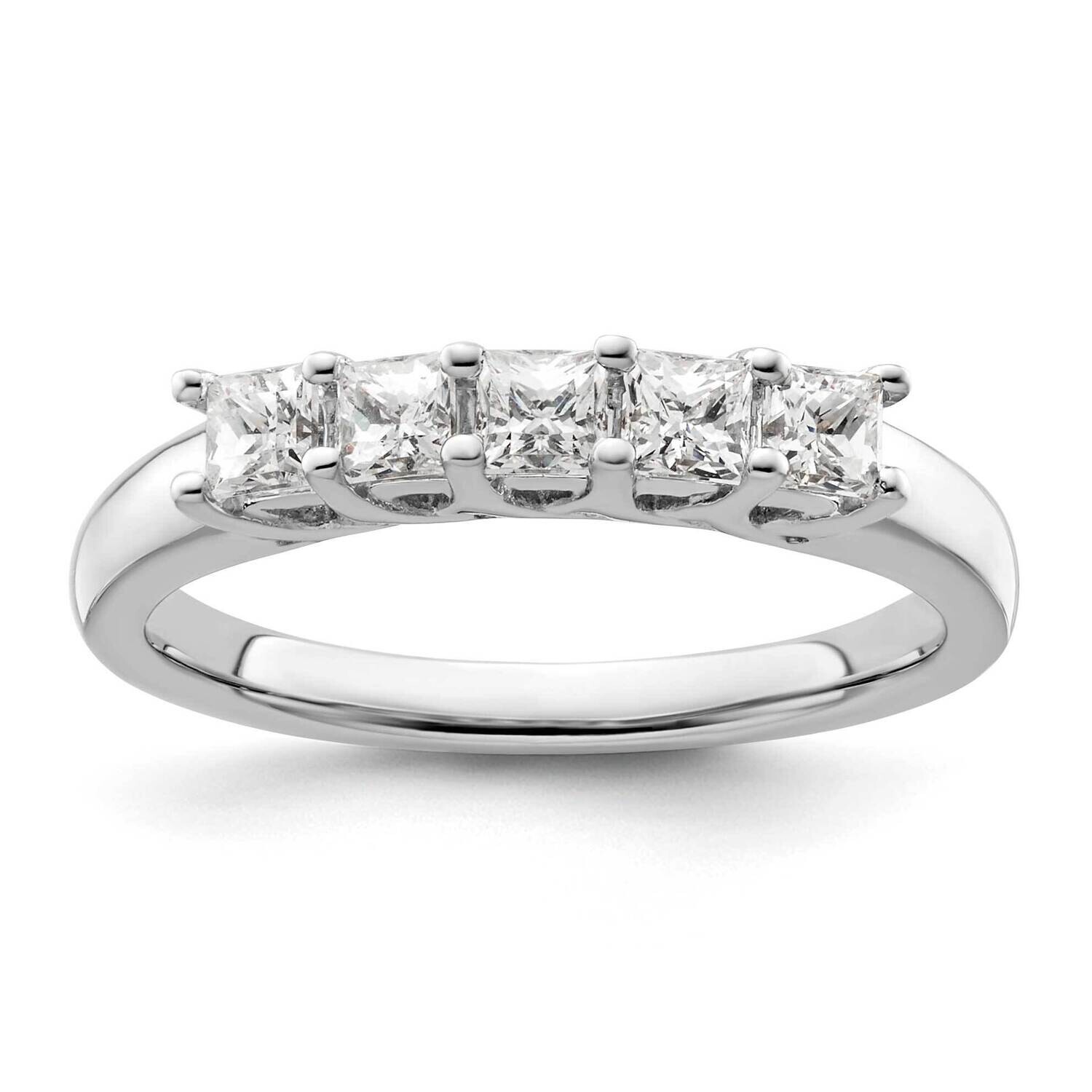 5-Stone Shared Prong Holds 5-2.8mm Princess Diamond Band Ring Mounting 14k White Gold RM3178B-070-WAA