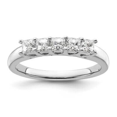 5-Stone Shared Prong Holds 5-2.8mm Princess Diamond Band Ring Mounting 14k White Gold RM3178B-070-W…