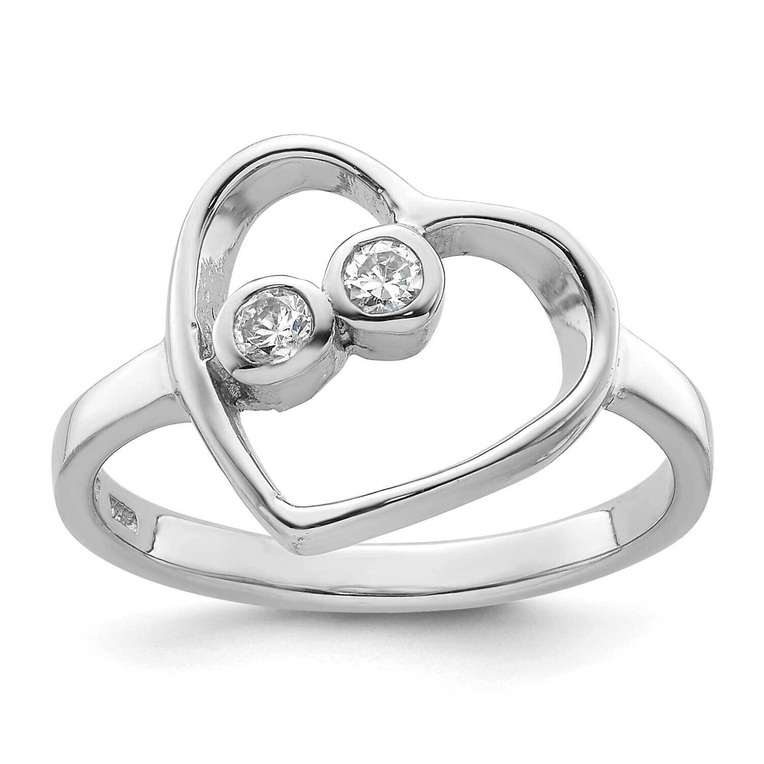 CZ Open Heart Ring Sterling Silver Rhodium-Plated QR7479