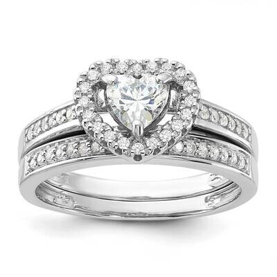 CZ Heart B2 Ring Set Sterling Silver Rhodium-Plated QR7557, MPN: QR7557,
