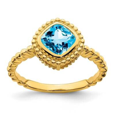 Cushion Blue Topaz Ring 14k Gold RM7201-BT-Y, MPN: RM7201-BT-Y, 191101822858