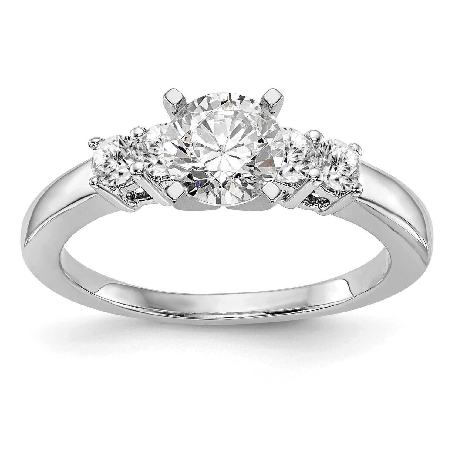 5-Stone Peg Set Center Holds 2-2.8mm/2-2.7mm Round Sides Engagement Ring Mounting 14k White Gold RM…