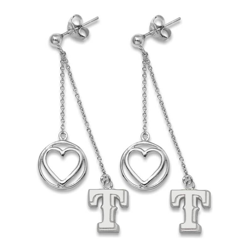 Texas Rangers T 3/8 Beloved Heart Earrings Sterling Silver RAN016BLERD-SS
