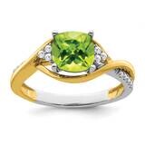 Cushion Peridot Diamond Ring 14k Two-Tone Gold RM6039-PE-012-YWA, MPN: RM6039-PE-012-YWA, 191101814…